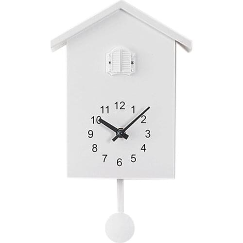 Cuckoo Clock Wall Clock- Movement Chalet-Style , Minimalist Modern Design White