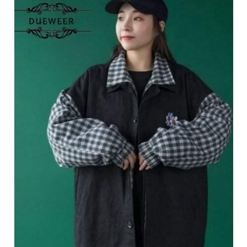 DUEWEER Jackets Windbreaker Womens Casual Simple Loose Patchwork Harajuku Korean Style Streetwear Trendy Plus Size Women Coat