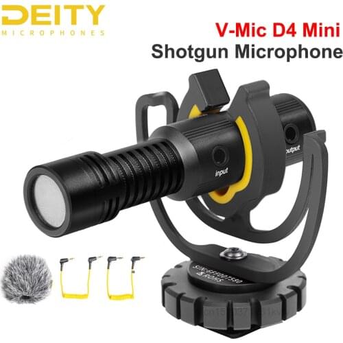Deity V-Mic D4 Mini Shotgun Microphone TRS 3.5MM with Shock Mount for Vlog Video Studio DSLR Camera smartphone Video Recording