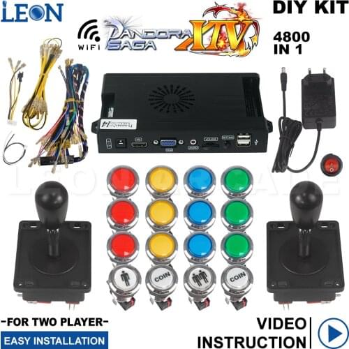 Pandora Box Saga 14 Spantsh Style Kit Arcade Joystick Chrome Plating Illuminated Arcade Button Small Pandora Box 14 Wifi Jamma