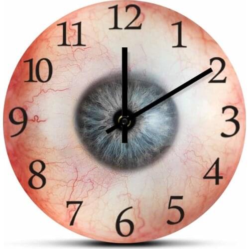 Ophthalmology Print Eye Anatomy Wall Clock Realistic Eyeball With Blue Iris Pupil Art Decorative Clock Watch Creepy Home Decor
