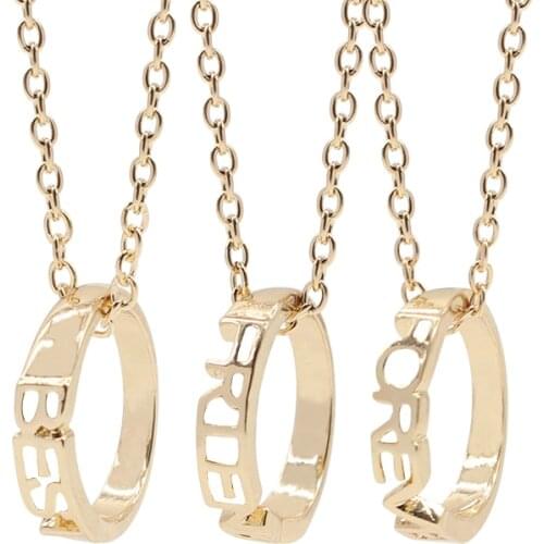 3 Piece Fashion Best Friends Forever Pendants & Necklaces BFF Hollow Circles Choker Necklace Women Friendship Jewelry Collares