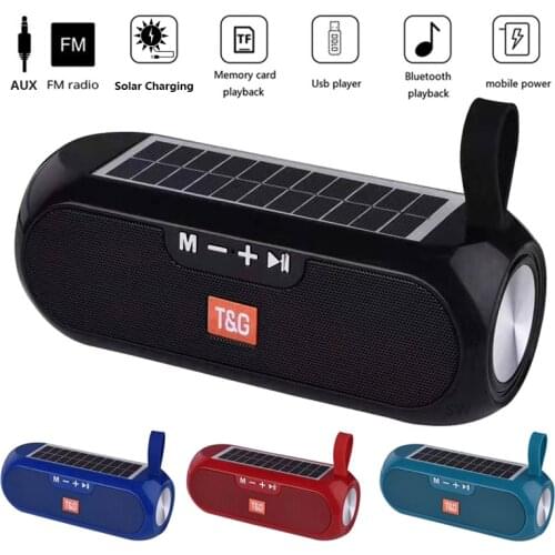 TG182 Solar charging Bluetooth Speaker Portable Column Wireless Stereo Music Box Loudspeaker Outdoor Waterproof altavoces