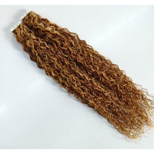 Bluelucky One Donor Remy Human Hair Piano Color P4/27 Tape In Extensions Straight 2.5g/Piece
