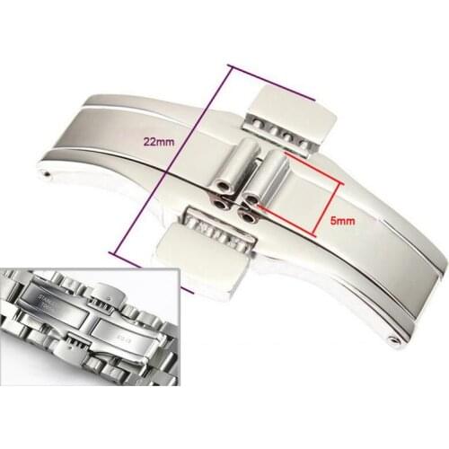 304 Metal Watch Band Buckle 5 x 22mm Watchband Strap Silver Stainless Steel Clasp Butterfly Button For TISSOT Other watches