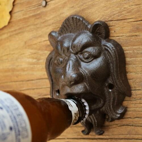 Retro creative ornaments cast iron lion bottle opener bar wall-mounted decorative beer openers