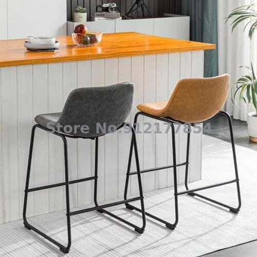Nordic Light Luxury Bar Stool Bar Stool Home Backrest Soft Seat High Chair Modern Simple High Stool Bar Stool