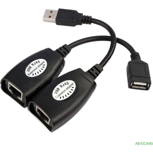 USB 2.0 Male To Female Cat6 Cat5 Cat5e 6 Rj45 LAN Ethernet Network Extender Extension Repeater Adapter Converter Cable