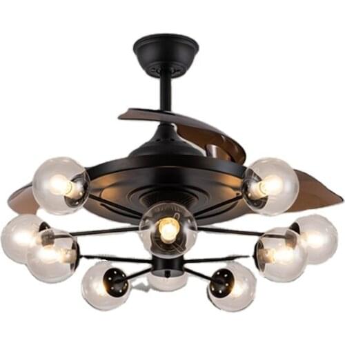 Retro Nordic ceiling lamp dining room living room with lamp, fan ceiling lamp, creative invisible electric fan lamp living room