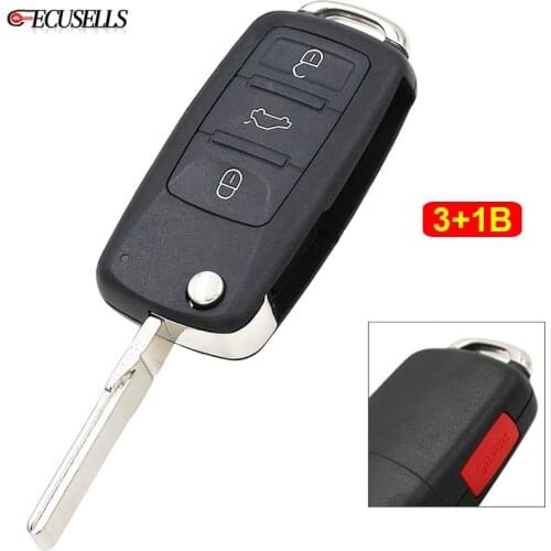 3+1/4 Button Folding Flip Remote Key Shell Case Housing for VW for Volkswagen Touareg 2004 2005 2006 2007 2008 2009 2010 2011