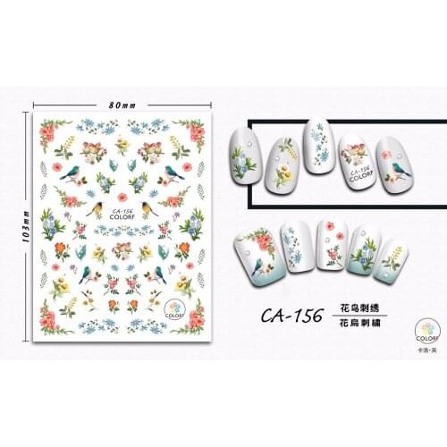 SUPER THIN SELF ADHESIVE 3D NAIL ART NAIL SLIDER STICKER FLOWER BEE BIRD FABRIC BLACK WHITE FRAME KISS LIPS EYES CA156-164