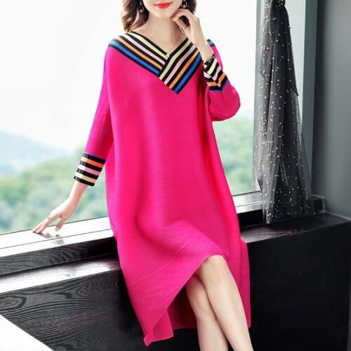 High Quality Middle Age Women Mother Clothes 2021 New Fashion Patchwork Striped Bottom Knitting Oversize Loose-Fitting Sweater