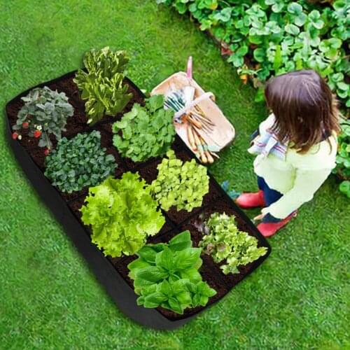 Grow Bag Fabric Garden Plant Bed Vegetable Plante Seedling Gallon Tree Handle 4/8-Hole Rectangular Container Planting Grow Bag