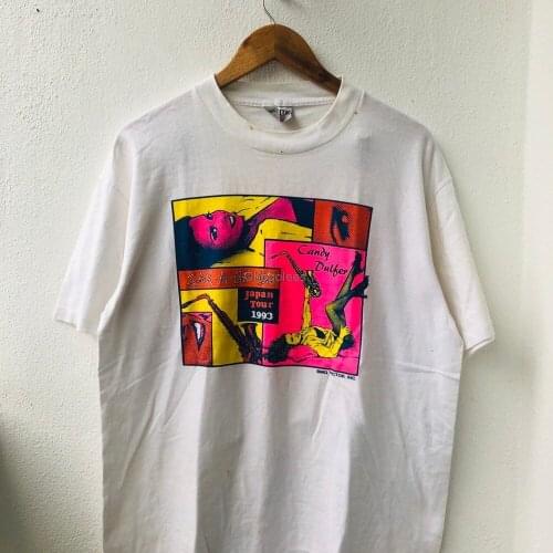 Vintage Original 90s Candy Dulfer Sax A Go Go 1993 Dutch Smooth Jazz Music Studio Album Promo T Shirt L White