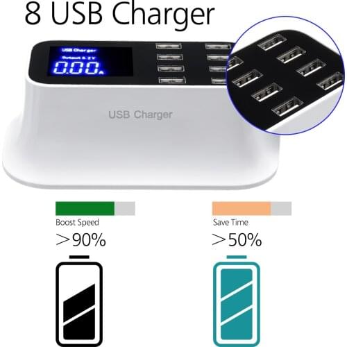 Multiple 8 USB Hub High Speed 1.5 Meters Ports Smart Wall Fast Charging Cable LCD Backlit For PC Laptop Macbook Air Accessories