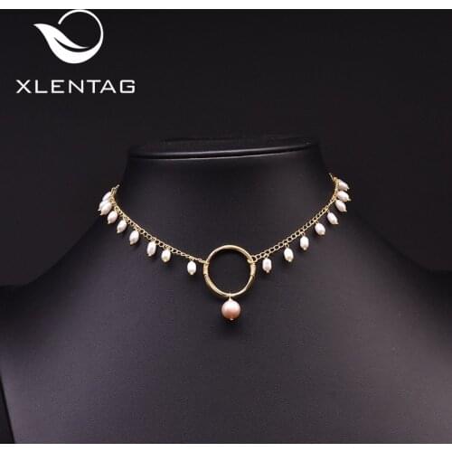 Xlentag Original Desing Handmade Natural Fresh Water Pearl Choker Necklace For Women Wedding Engagement Gift Fine Jewelry GN0185