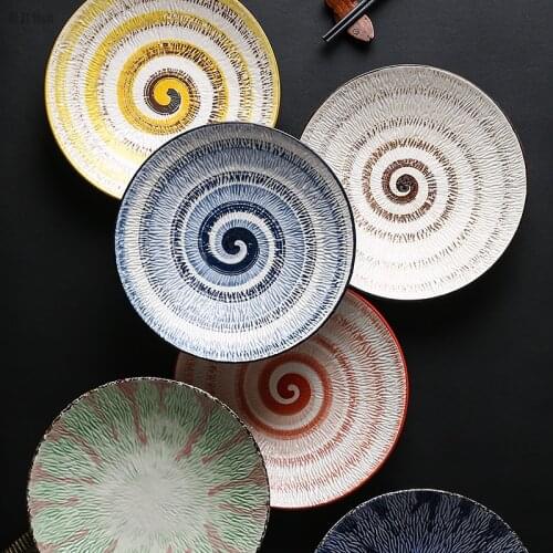 Japanese Retro Hand-painted Ceramic Steak Plate Fruit Salad Plate Table Decoration Restaurant Hotel Service Tray Dinner Plate