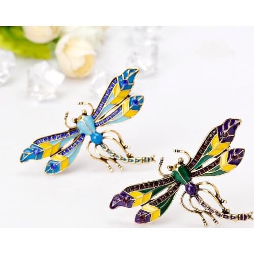 Factory Sale Dragonfly Brooch Fashion Wild Color Drip Oil Brooch Pin for Jewelry Accessories Europe And America