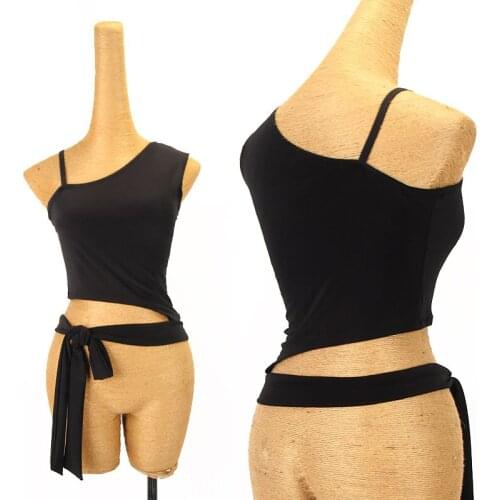 Latin Dance Clothes Women Adult Sexy Sling Black Practice Tops Professional Modern Ballroom Dance Shirt Samba Clothing DQL5771
