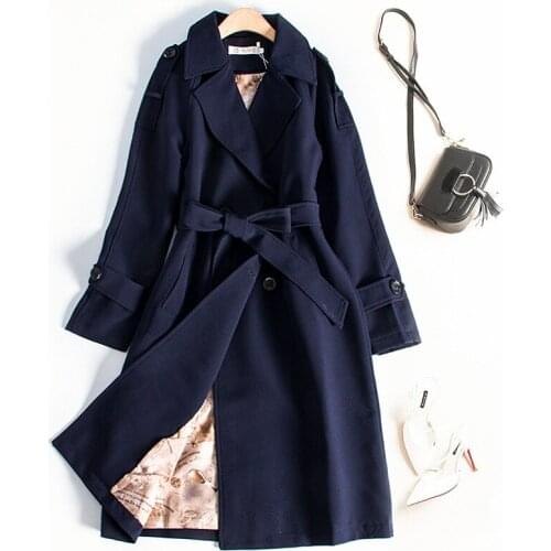 Plus Size Women Trench Coat 2020 New Autumn Fashion Slim Long Sleeve Belt Double-Breasted Long Windbreaker Female Outerwear 4XL