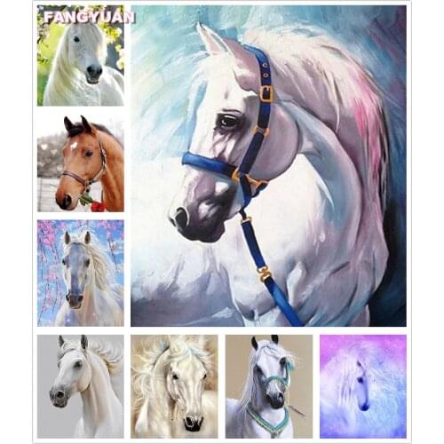 Animal 5D Diy Diamond Painting Art White Horse Full Drill Diamond Embroidery Mosaic Cross Stitch Kit Home Decoration Accessories