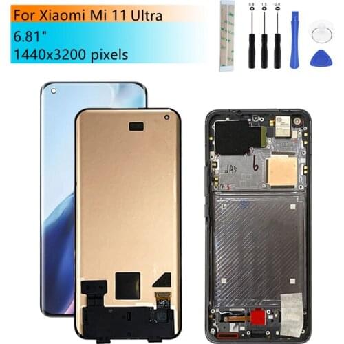 For Xiaomi mi 11 Ultra lcd Display Touch Screen Digitizer Assembly +Frame For MI 11 Ultra lcd M2102K1G Replacement Repair Parts