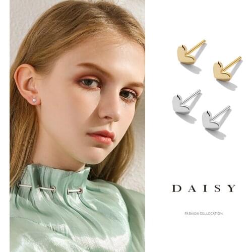1Pair Trendy Minimalist Silver Plated Mini Small Love Heart Stud Earrings for Women Student Teen Jewelry Gift Korean Fashion