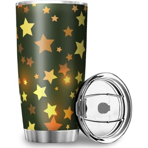 600ML Star Printing Water Bottle Stainless Steel Leakproof Car Water Bottle Coffee Cup Juice Cup Portable Custom Cup with Water