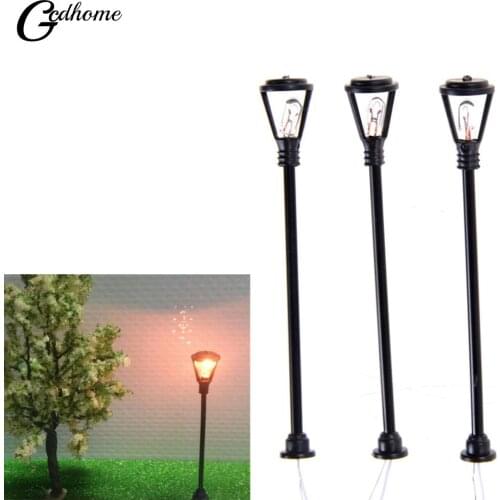 10pcs Black Model Layout Single Head Lights Lamppost Landscape Light Model Scale 1:100 Mini Garden Lamps Miniatures Decoration