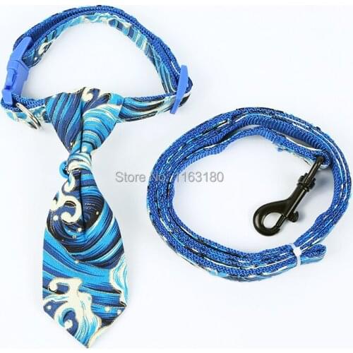 120 Sets/lot Dog Collar with Bow tie and Leash Personal Custom Adjustable Pet Dog Cat Neck Tie Pet Gromming Product