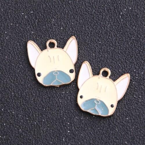 2pcs 23*23mm Alloy Metal Drop Oil Animal Dog Charms Pendant For DIY Bracelet Necklace Jewelry Making