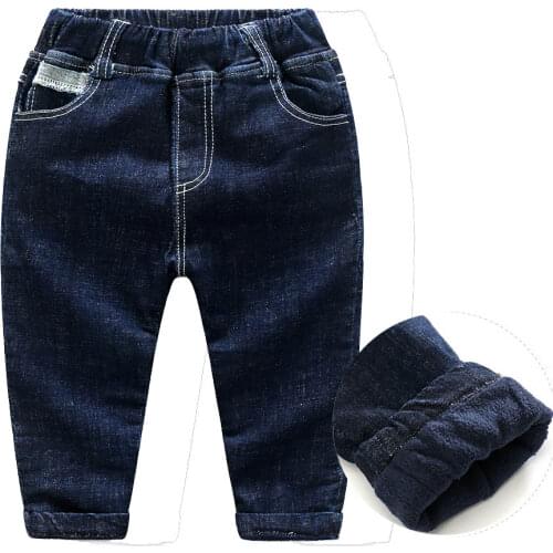 2017 hot new boys girls Plus cashmere exercise Jeans thickening Cotton winter kids trousers baby harem warm pants kids clothing