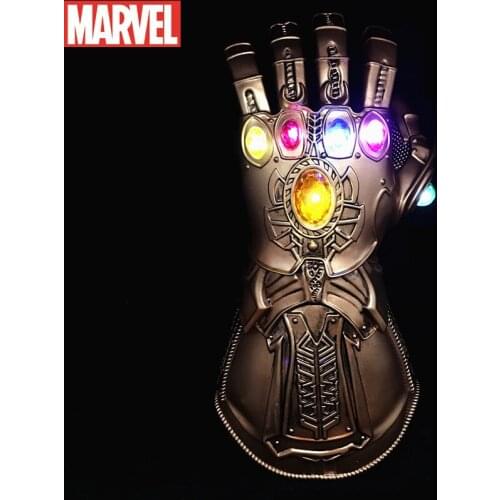 34cm Marvel The Avengers 1:1 Cosplay Thanos Gloves Led Luminous Latex Infinite Gloves Character Weapon Props Christmas kid Gift