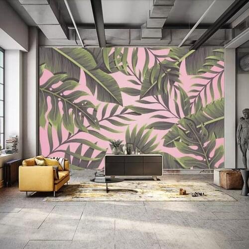 Milofi custom 3D wallpaper mural hand painted small fresh tropical plant leaves background wall decoration painting wallpaper
