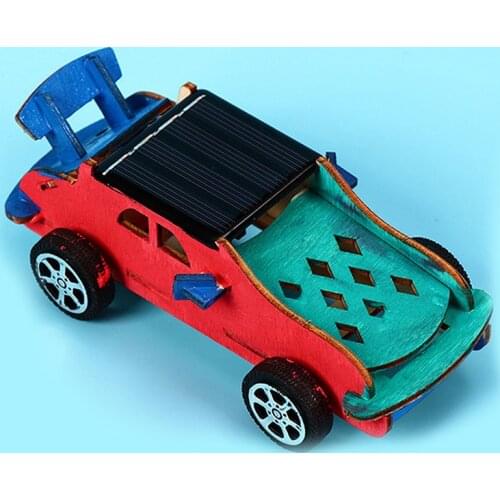 3D Puzzle Solar Powered Car 4WD Wooden Graffiti Painted Color Kids Boys Gift Educational Toys for Stem DIY Assembled Model Kit
