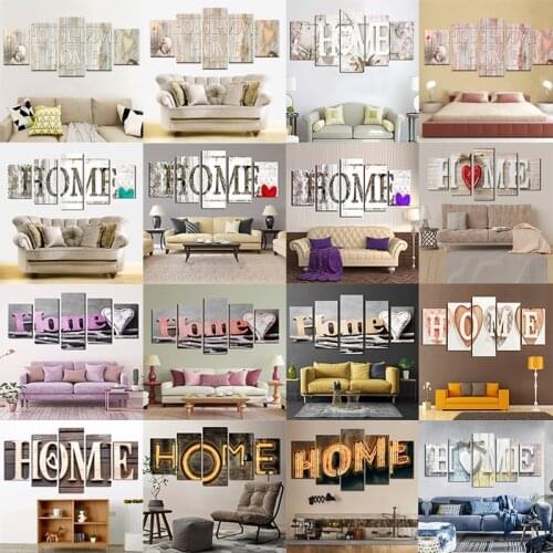 5 Pieces Letter Canvas Painting Love HOME Wall Art Print Pictures For Interior Home Living Room Bedroom Decoration Painting Post