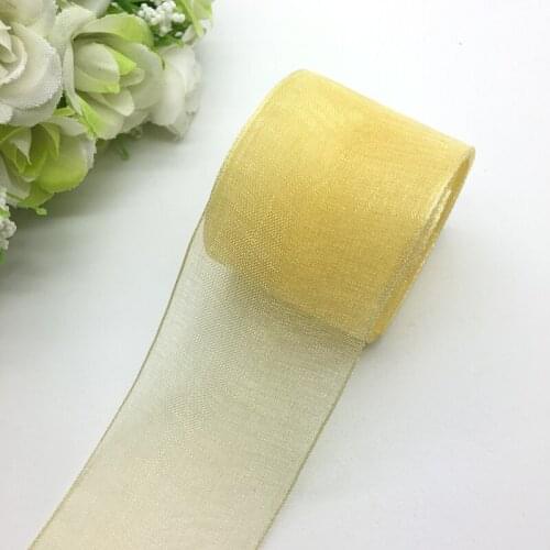 5 Yards/Lot 1-1/2" (38mm) Khaki Organza Ribbon Bow Hair Wedding Decoration Lace Crafts