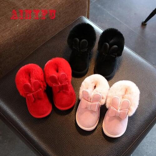 Ainyfu Winter Lovely Soft Boots Baby Girl Snow Boots Kids Sneaker Children Girl Boot Warm Plush Rabbit Princess Shoes B194