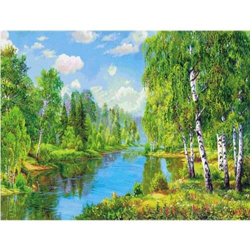 DIY 5D Diamond Painting "Tree lake"Needlework Craft Gift Full Square Diamond Mosaic Embroidery 3d nature Scenery Home Decoration