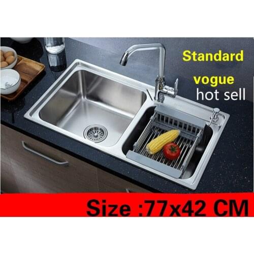 Free shipping Apartment kitchen double groove sink standard do the dishes 304 stainless steel vogue hot sell 770x420 MM