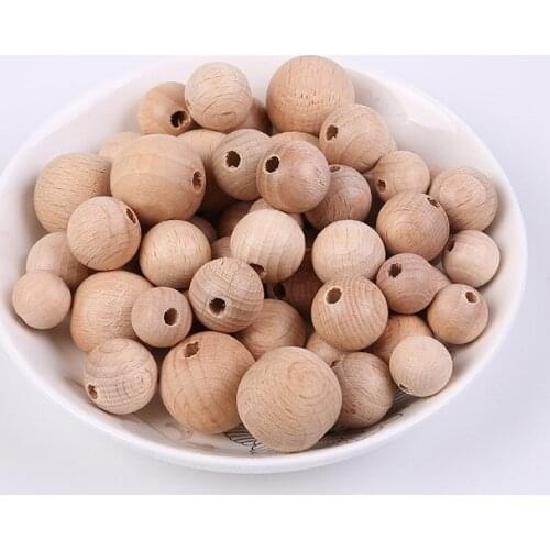 12-20MM 10pcs beech wood beads loose beads pacifier clip bracelet car household items wholesale DIY jewelry making Accessories