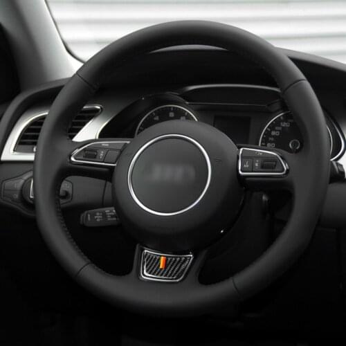 Carbon Fiber Steering Wheel Bottom Decorative Cover Sticker for Audi A4L A6L A3 Q3 Q5 Q7 Car Accessories Interior Decoration