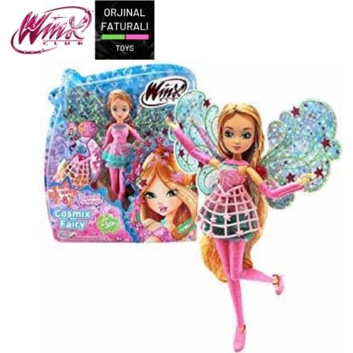 Bandai Winx Club Cosmix Fairy - Flora h: 26cm , 7 movable joints (bendable arms & bendable knees) , girl and baby girl toys