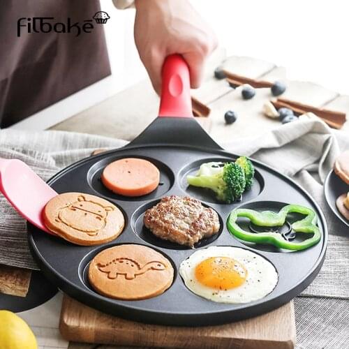 Filbake Animal Pancake Pan Non-stick Griddle Egg Frying Grill Griddle Pan Mini Crepe Maker 7-Mold Pancake Cookware Omelet Cooker