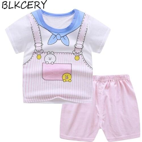 New Fashion Baby Boy Clothing Summer Baby Clothes Sets Girl Cartoon Animals T-shirt Short Pants Little Kid Dress Gifts 2pcs/set