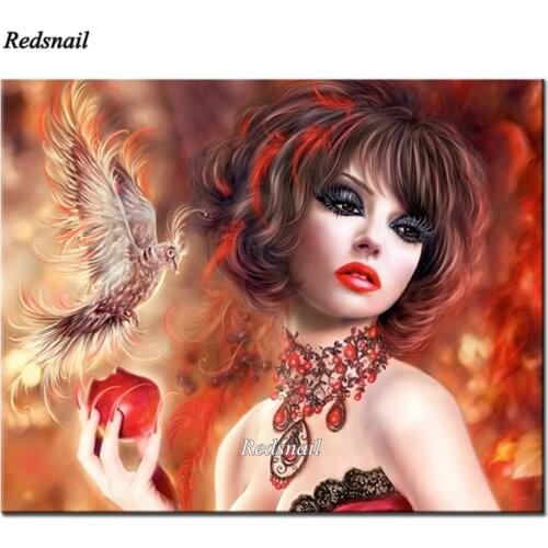Beautiful full drill crystal Diy Diamond Painting Mosaic pattern diamond Embroidery red woman&bird witch,home decor art YY2522