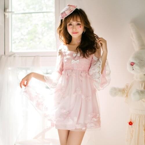 KEQI Candy Rain Princess sweet lolita 2018 new arrival for spring and summer new series of sweet long sleeved chiffon dress