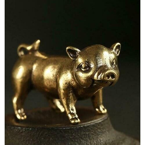 China Brass Pig Small Statue Pendants Ornaments
