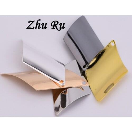 10pcs ZHU RU 37*18mm copper charm Solid arc surface rhombus charms Hanging Art Small Handmade Crafts For Jewelry Making