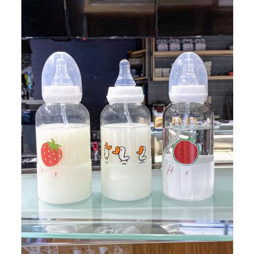 Cute adult bottle nozzle water cup Korea creative personality glass portable cartoon milk student cup children